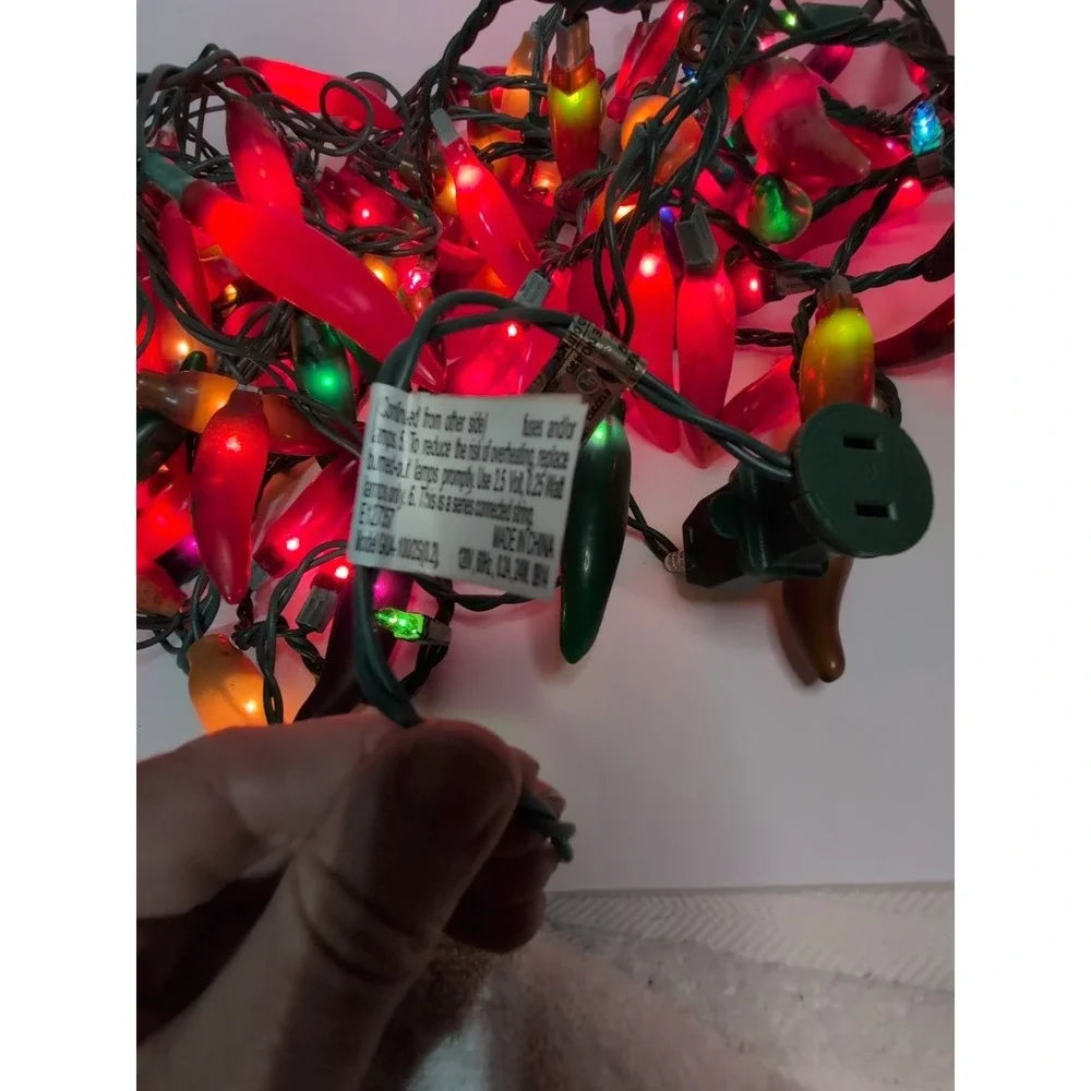 Vintage Chili Pepper Christmas Lights Set Of Two strands rubber chili cover
